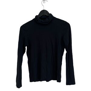 Everlane Turtle Neck Top Black Thin Layering Piece M Long Sleeves